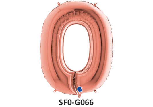 Zahlenfolienballon - Zahl 0 (null) - in ROSAGOLD 80 cm