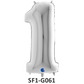 Zahlenfolienballon - Zahl 1 (eins) - in SILBER 80 cm