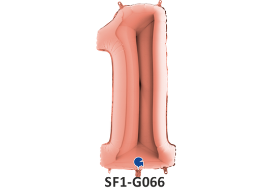 Zahlenfolienballon - Zahl 1 (eins) - in ROSAGOLD 80 cm