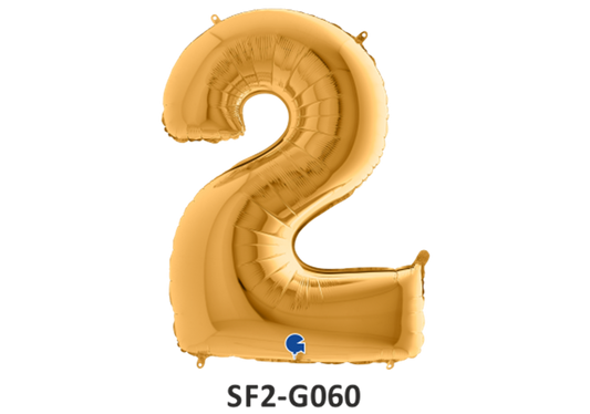 Zahlenfolienballon - Zahl 2 (zwei) - in GOLD 80 cm