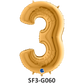 Zahlenfolienballon - Zahl 3 (drei) - in GOLD 80 cm