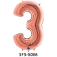 Zahlenfolienballon - Zahl 3 (drei) - in ROSAGOLD 80 cm