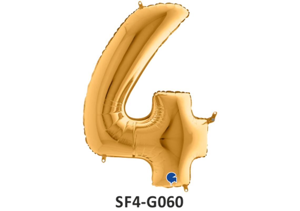 Zahlenfolienballon - Zahl 4 (vier) - in GOLD 80 cm