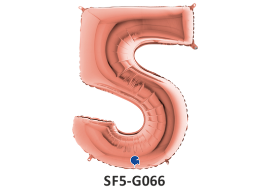 Zahlenfolienballon - Zahl 5 (fünf) - in ROSAGOLD 80 cm
