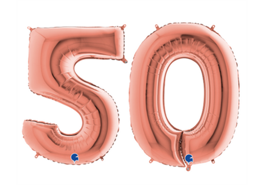 Zahlenfolienballons 50 (FÜNFZIG) in ROSAGOLD 80cm