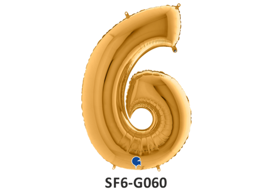 Zahlenfolienballon - Zahl 6 (sechs) - in GOLD 80 cm