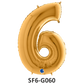 Zahlenfolienballon - Zahl 6 (sechs) - in GOLD 80 cm