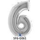 Zahlenfolienballon - Zahl 6 (sechs) - in SILBER 80 cm