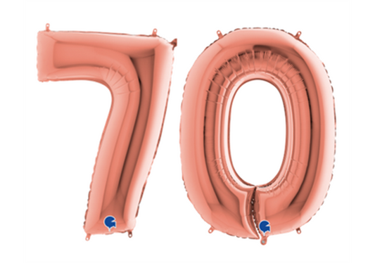 Zahlenfolienballons 70 (SIEBZIG) in ROSAGOLD 80cm