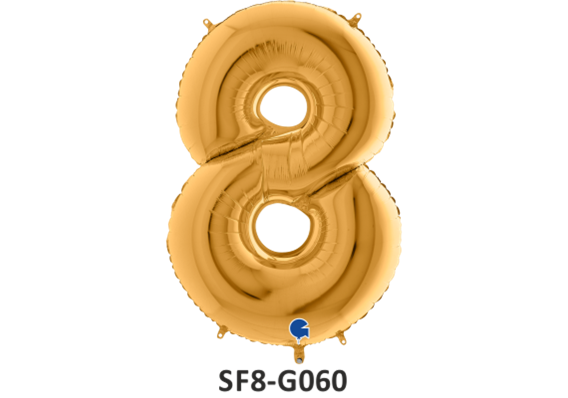 Zahlenfolienballon - Zahl 8 (acht) - in GOLD 80 cm