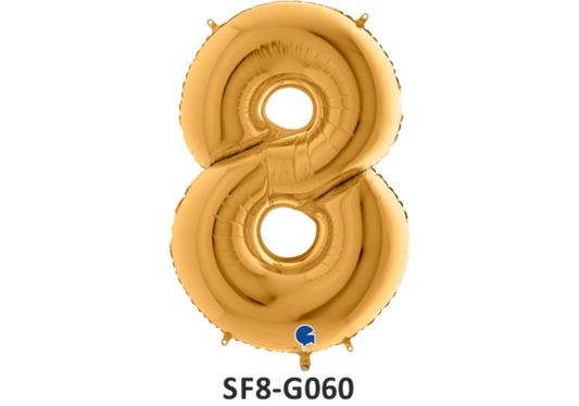 Zahlenfolienballon - Zahl 8 (acht) - in GOLD 80 cm