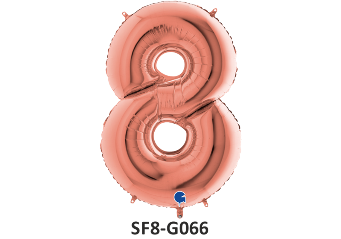 Zahlenfolienballon - Zahl 8 (acht) - in ROSAGOLD 80 cm