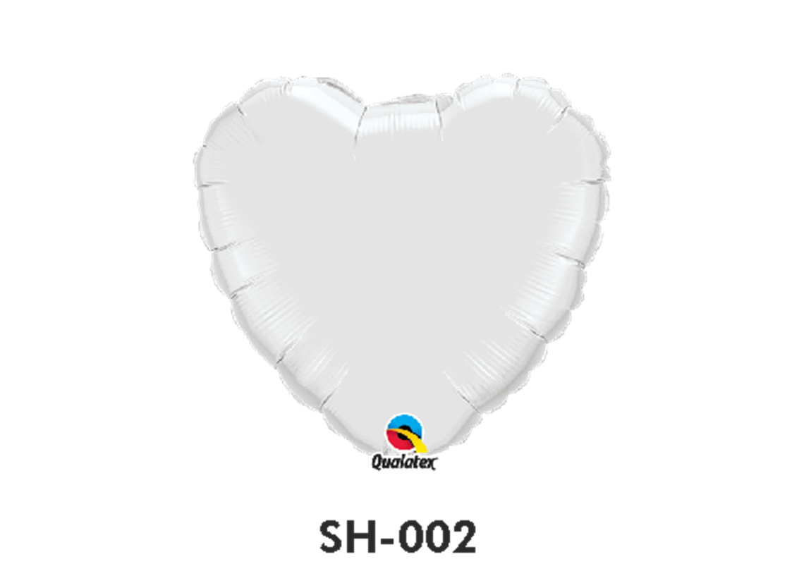 Folienballon uni HERZ WEISS Ø 38 cm
