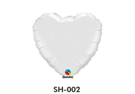 Folienballon uni HERZ WEISS Ø 38 cm