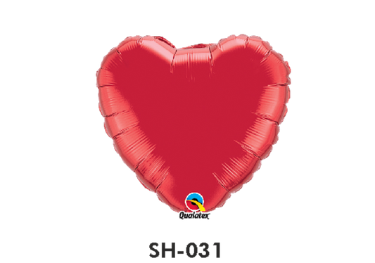 Folienballon uni HERZ ROT Ø 38 cm
