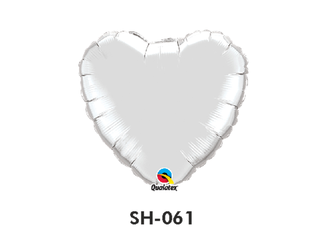 Folienballon uni HERZ SILBER Ø 38 cm